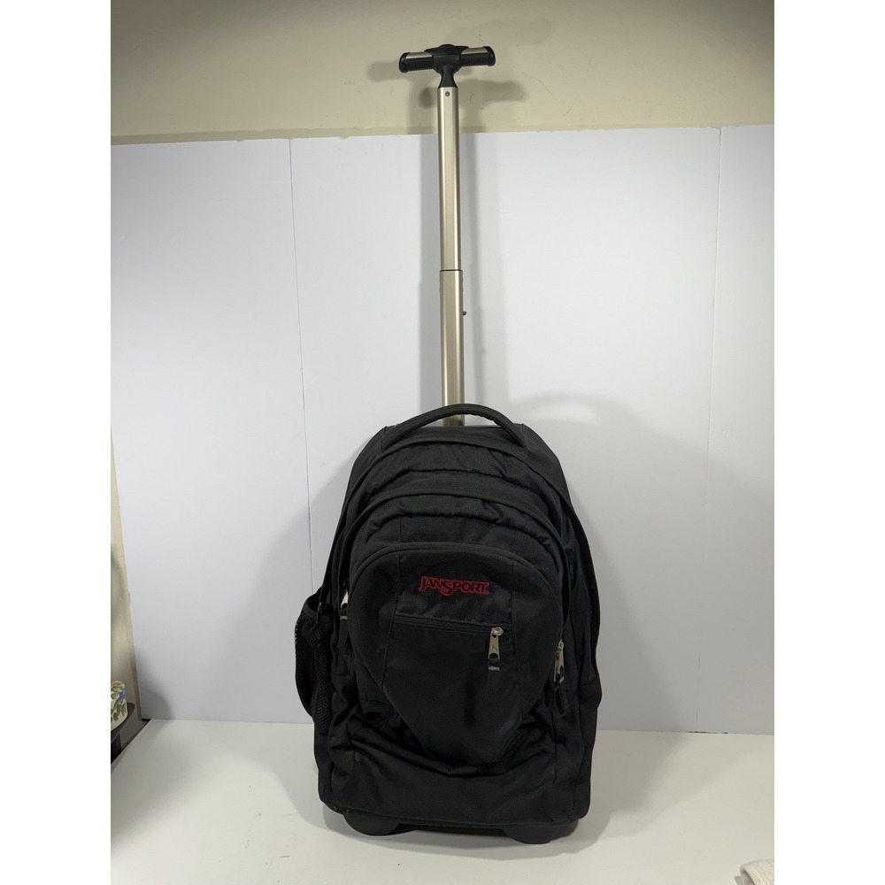JanSport Driver 8 Rolling Backpack Black Retractable Handle Travel Bag READ*